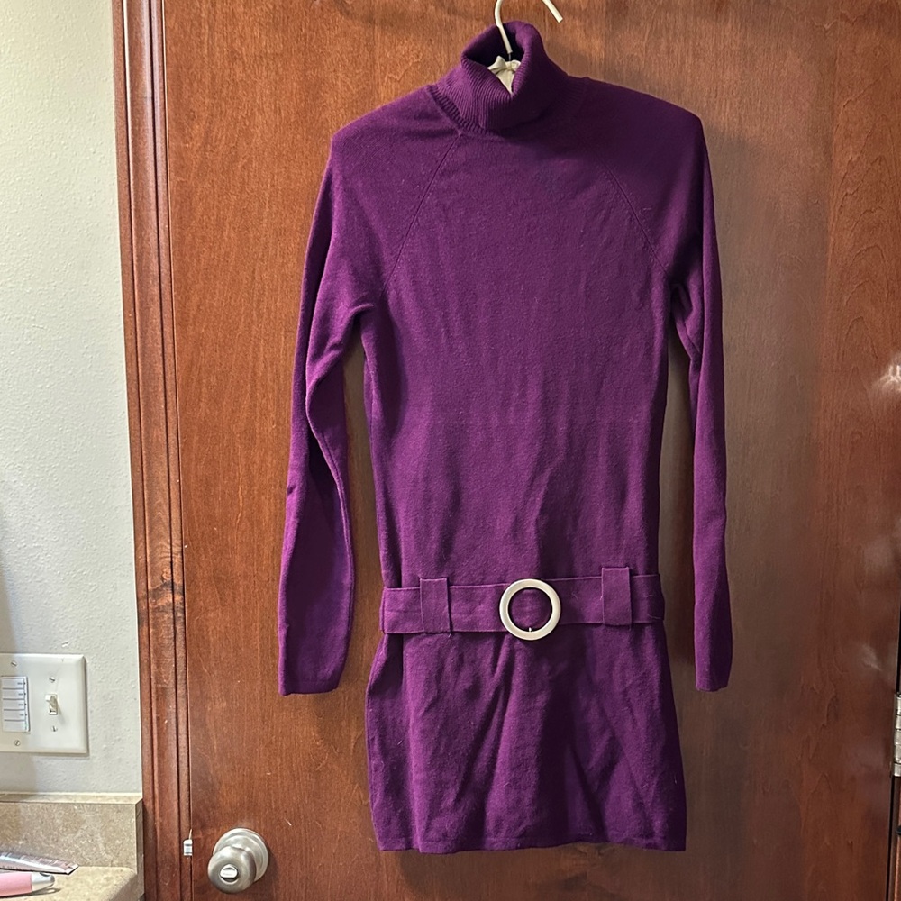 Rich Purple INC Belted Sweater Dress small